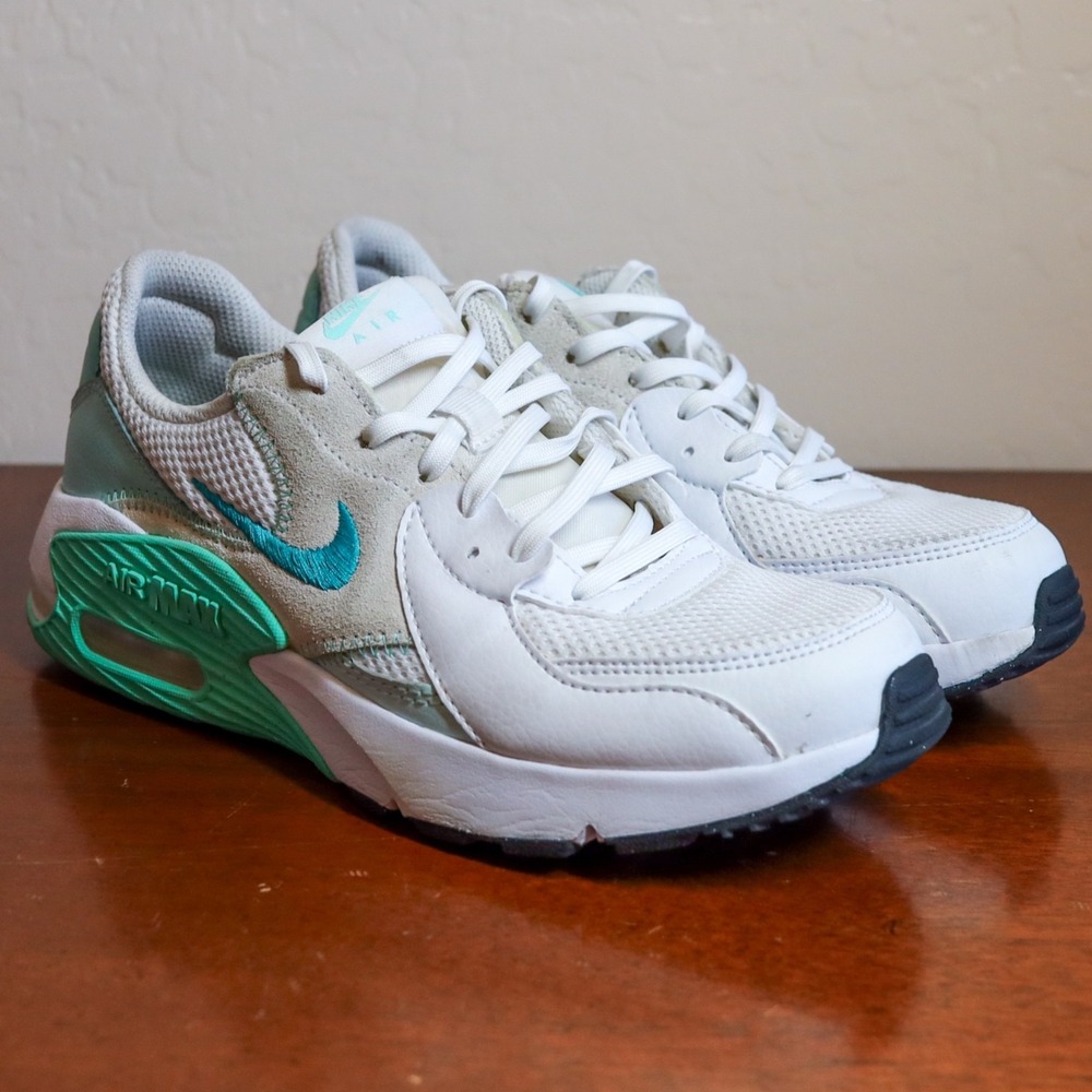 Nike White and Teal Women's Sneakers